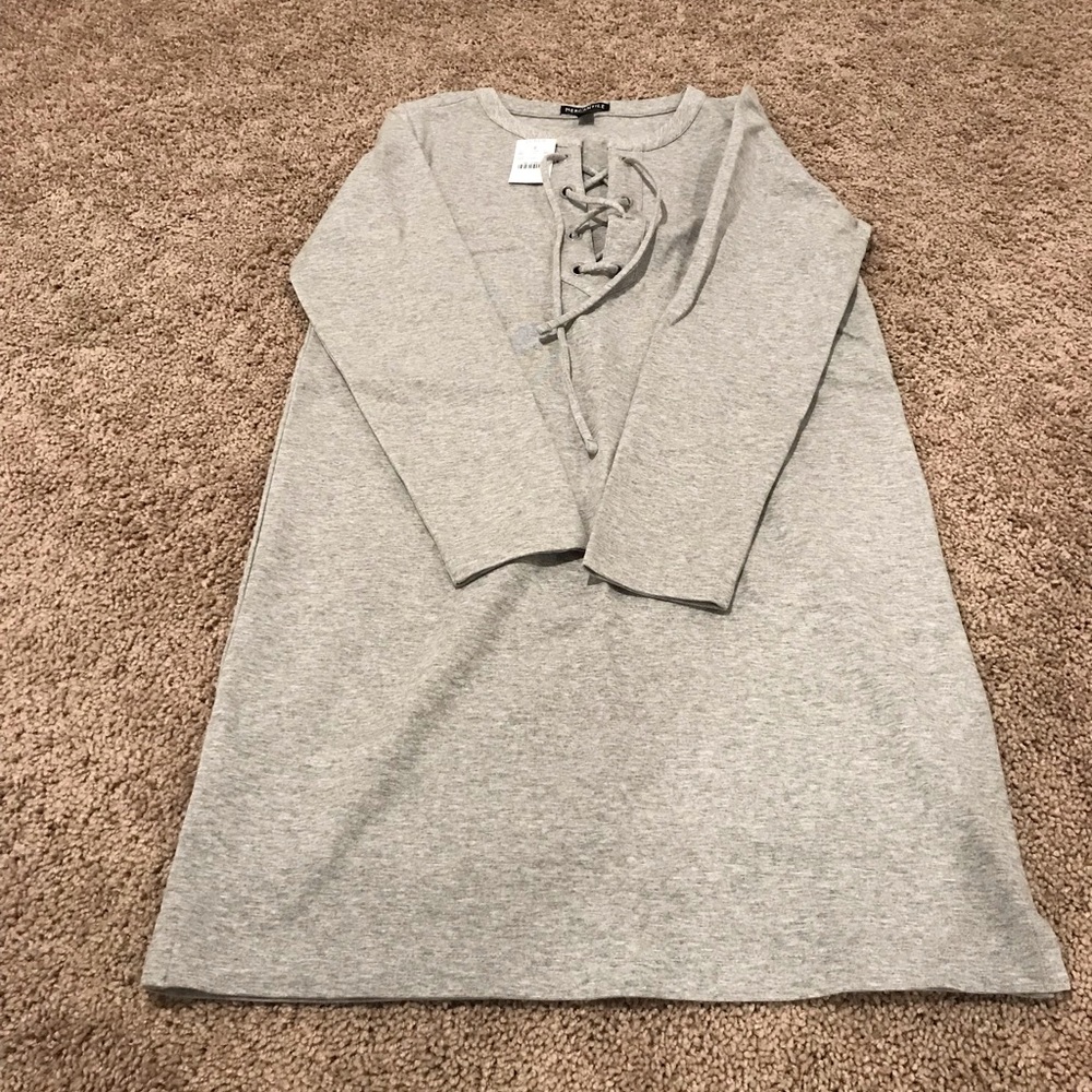 JCrew Factory lace-up long sleeve sweatshirt dress